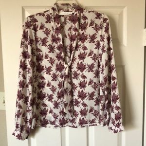Floral Blouse with Tie Front